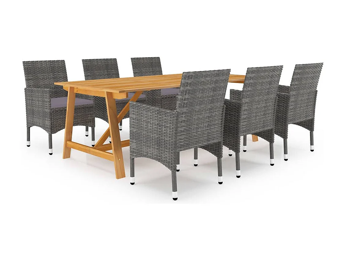 Ensemble à manger de jardin 7 pcs Gris