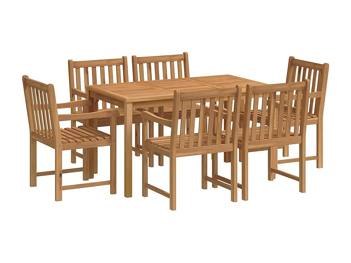 Ensemble de salle à manger de jardin 7 pièces 140 x 80 cm en bois de teck massif