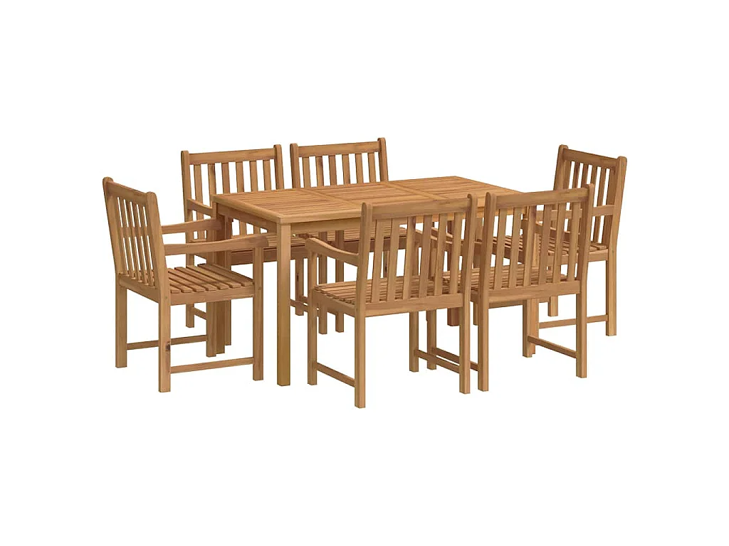 Ensemble de salle à manger de jardin 7 pièces 140 x 80 cm en bois de teck massif
