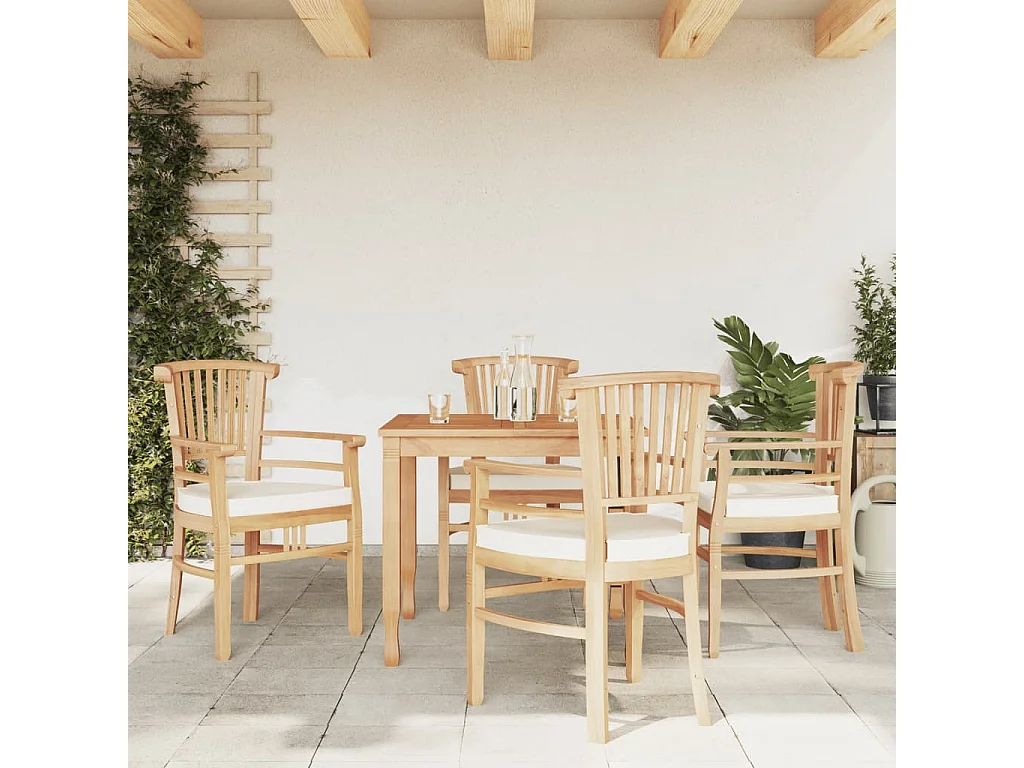 Ensemble à manger de jardin 5 pcs Bois de teck massif