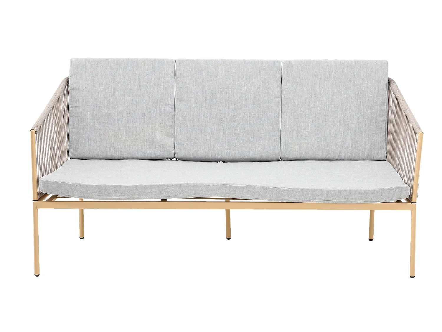 Juego De Muebles De Jardín - 1 Mesa De Centro, 1 Sofá, 2 Sillas - Cojines Color Gris