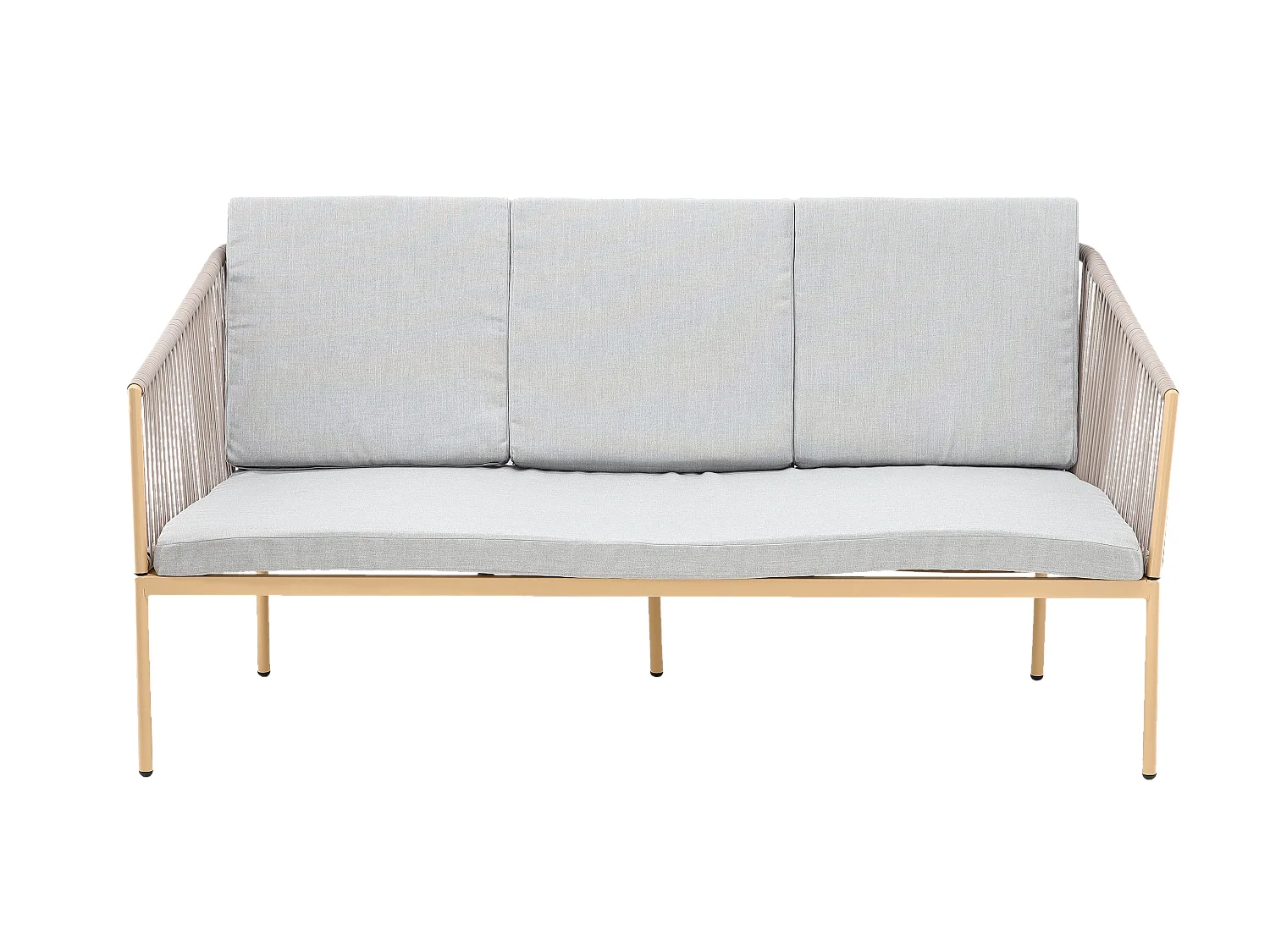 Juego De Muebles De Jardín - 1 Mesa De Centro, 1 Sofá, 2 Sillas - Cojines Color Gris