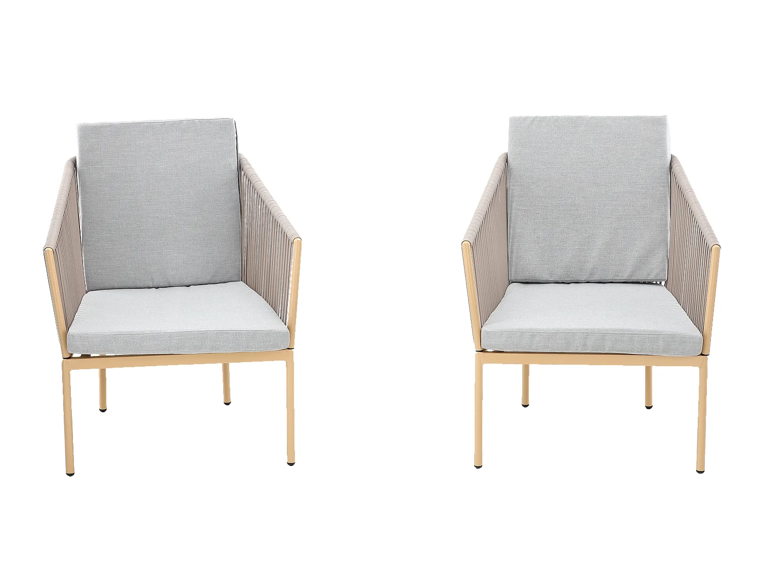 Juego De Muebles De Jardín - 1 Mesa De Centro, 1 Sofá, 2 Sillas - Cojines Color Gris