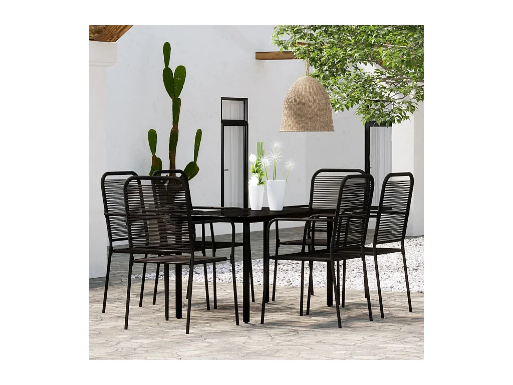 Ensemble à manger de jardin 7 pcs Noir