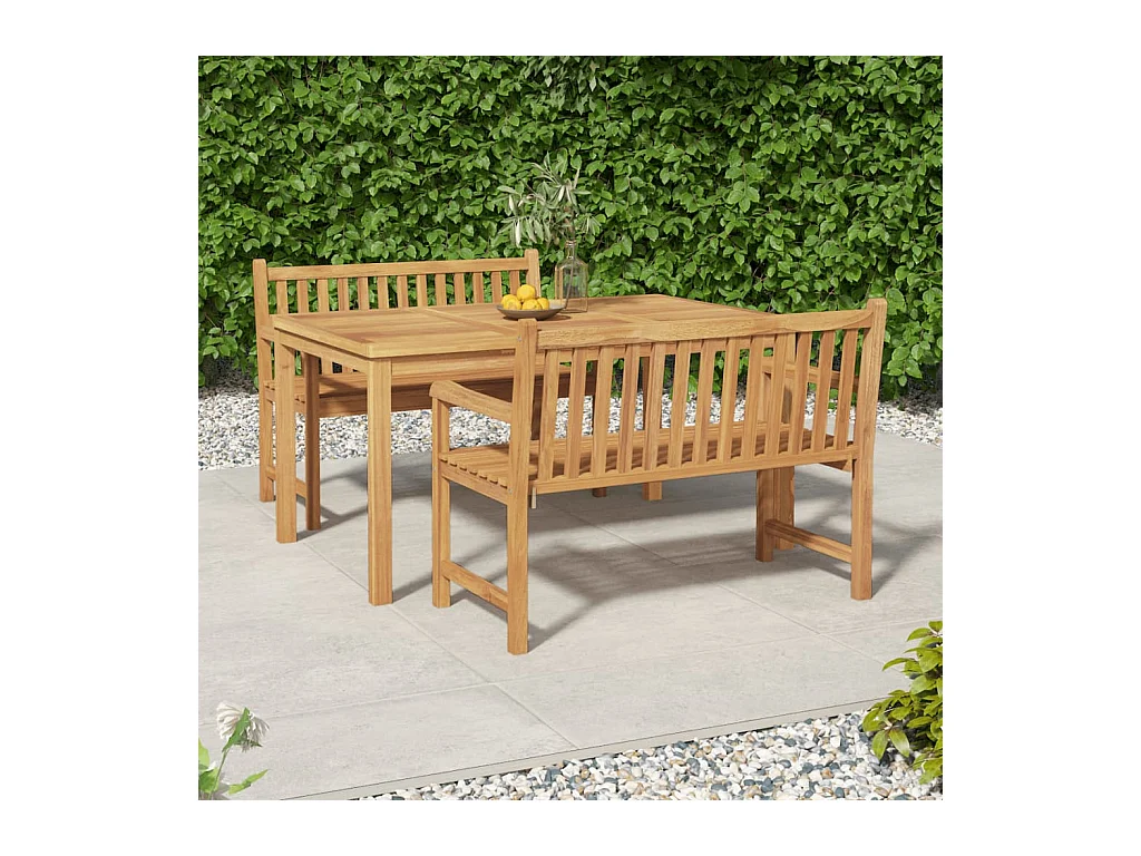 Ensemble à manger de jardin 3 pcs Bois de teck massif