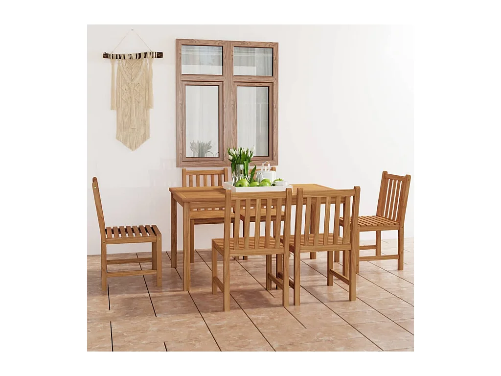 Ensemble de salle à manger de jardin 7 pièces 150 x 90 cm en bois de teck massif