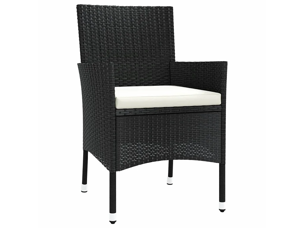 5-tlg. Garten-Essgruppe mit Kissen Schwarz Poly Rattan