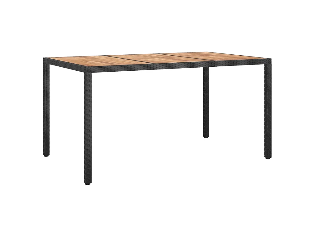 5-tlg. Garten-Essgruppe mit Kissen Schwarz Poly Rattan