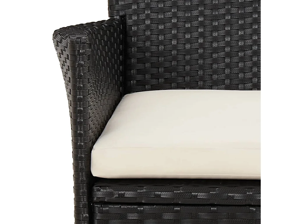 5-tlg. Garten-Essgruppe mit Kissen Schwarz Poly Rattan
