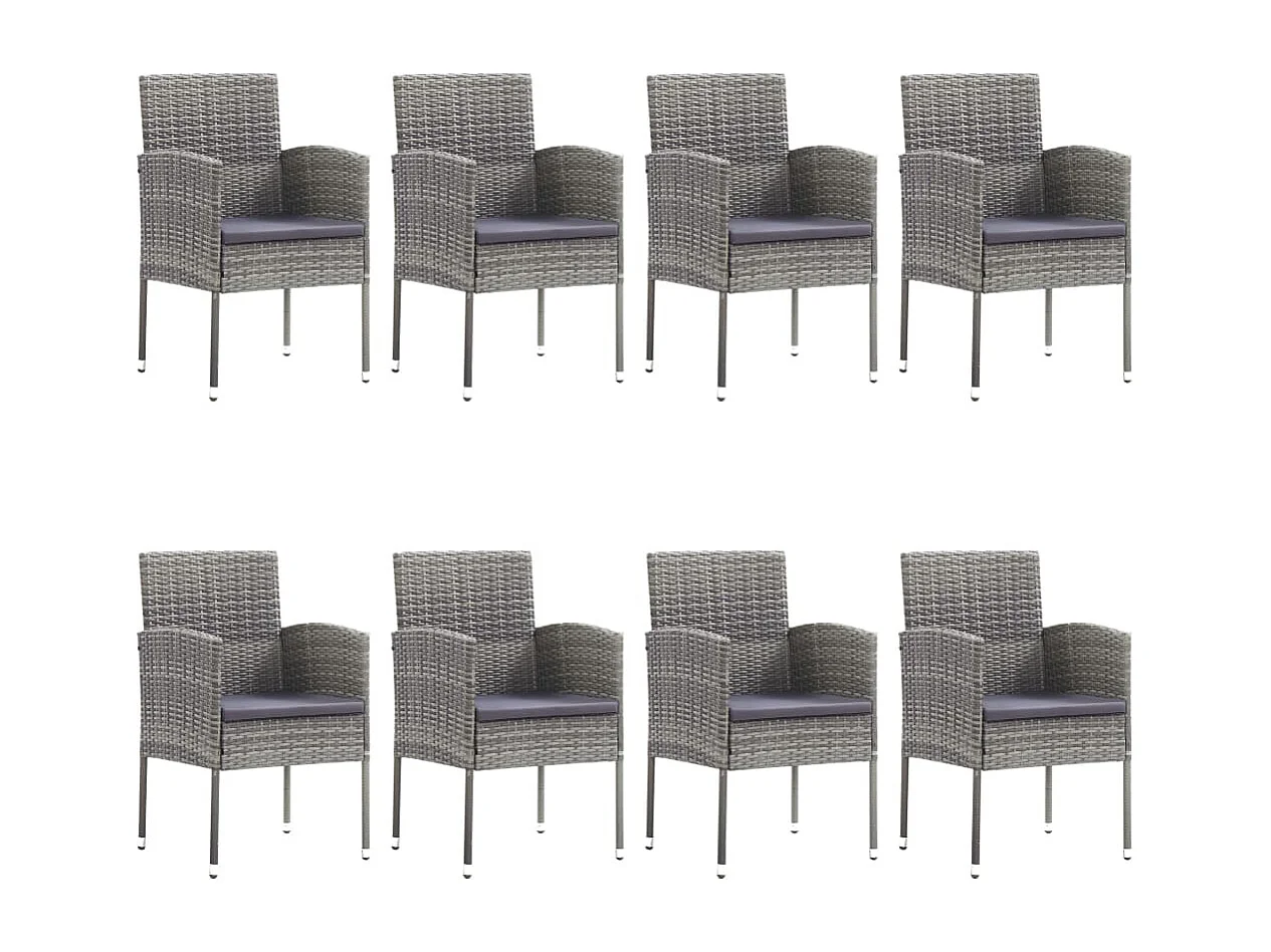 Juego de comedor de jardín 9 piezas gris