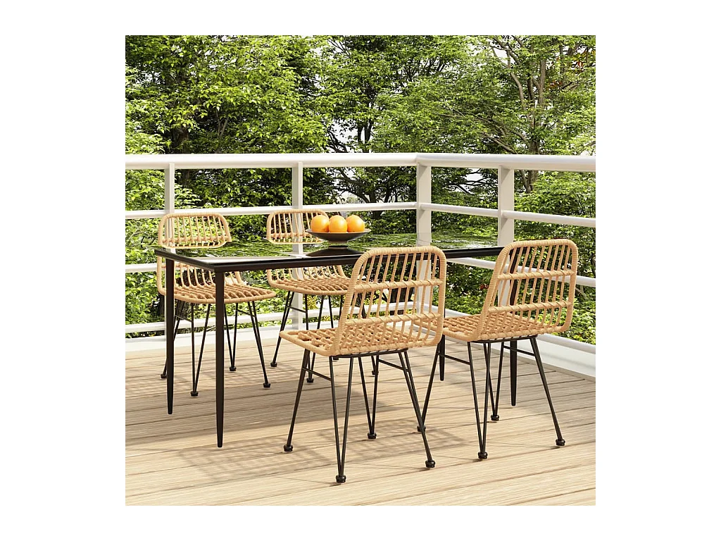 Ensemble à manger de jardin 5pcs Résine tressée