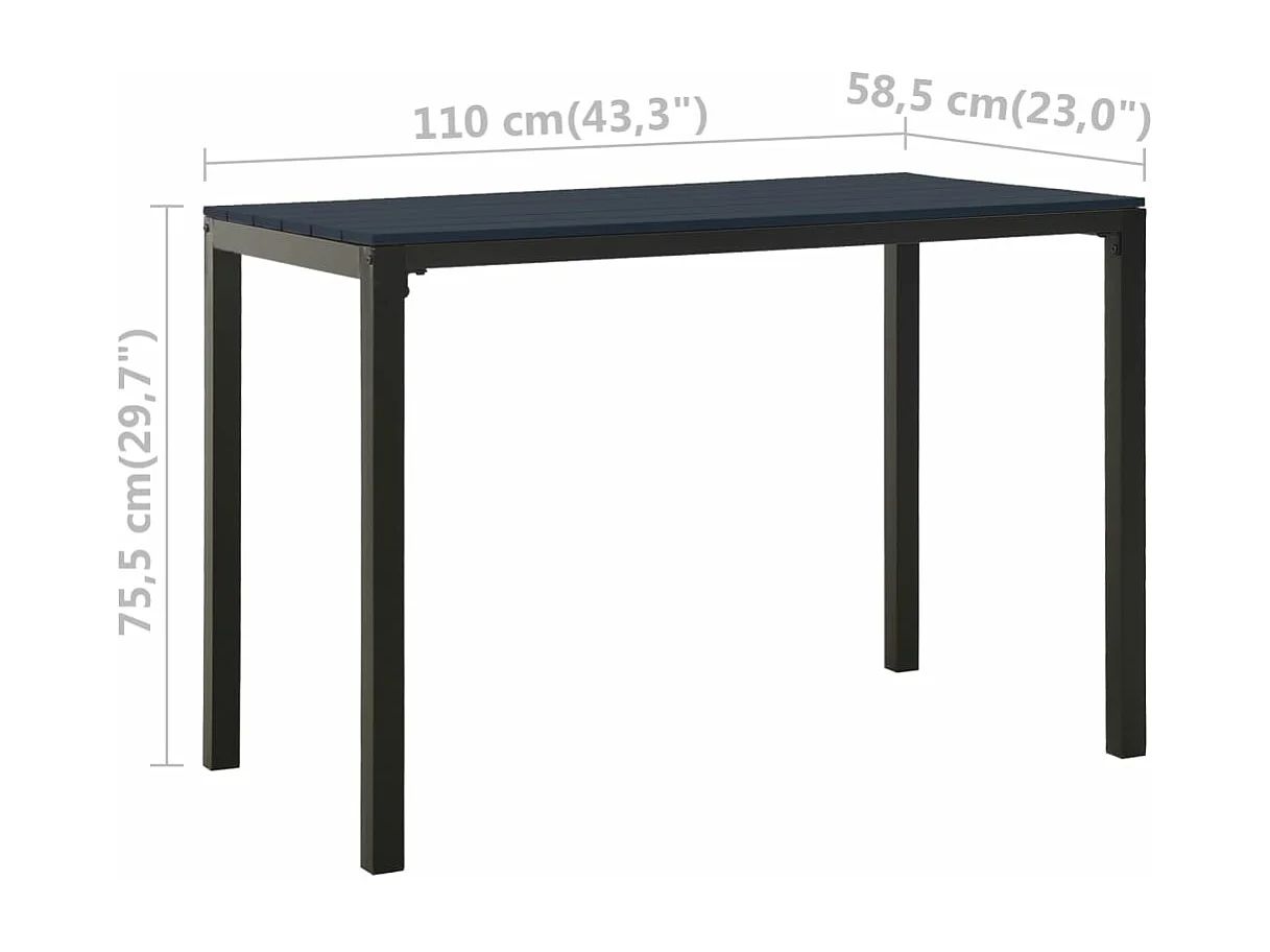 Ensemble à manger de jardin 3 pcs acier et WPC noir