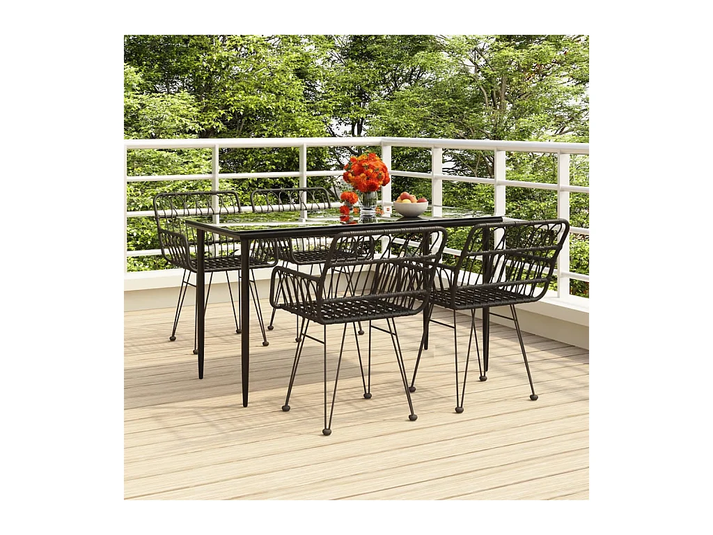 5-delige Tuinset poly rattan zwart