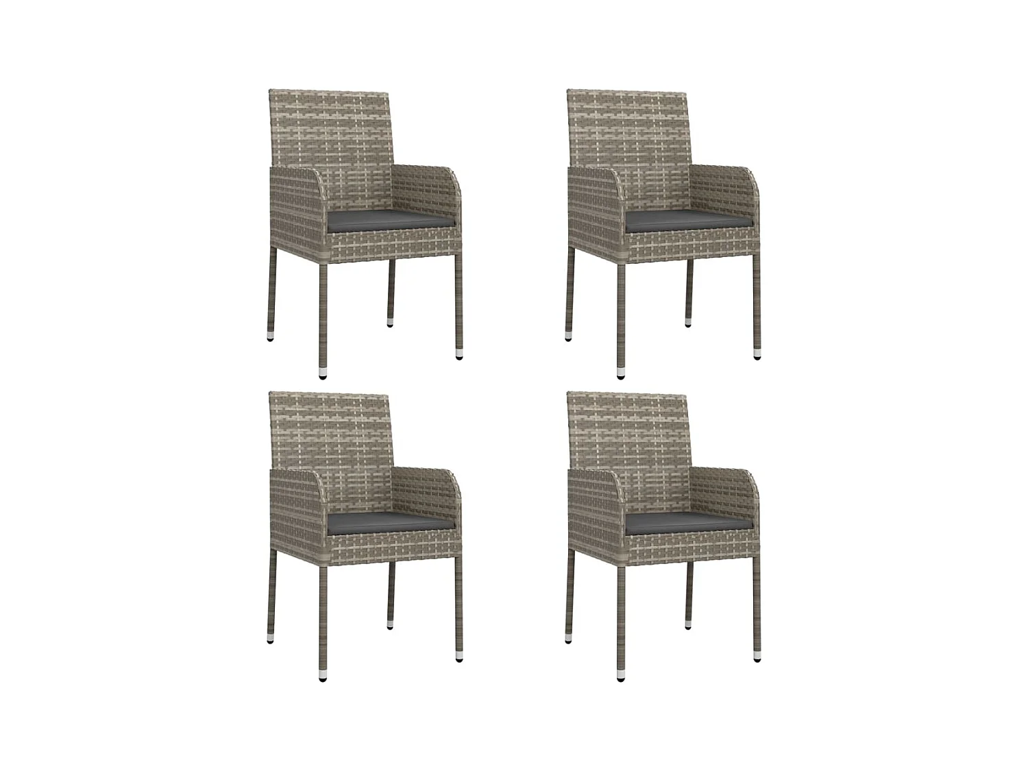 Set da Pranzo da Giardino 5 pz con Cuscini in Polyrattan Grigio