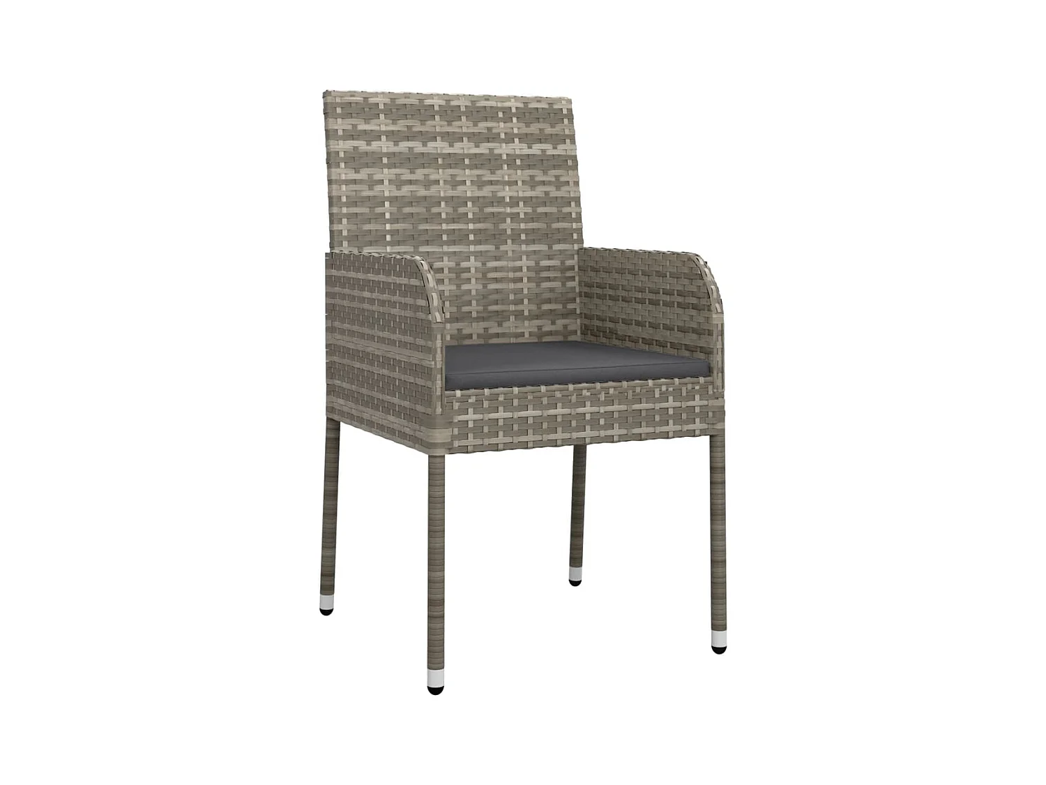 Set da Pranzo da Giardino 5 pz con Cuscini in Polyrattan Grigio