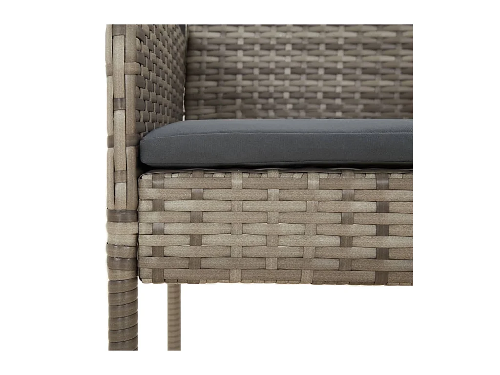 Set da Pranzo da Giardino 5 pz con Cuscini in Polyrattan Grigio