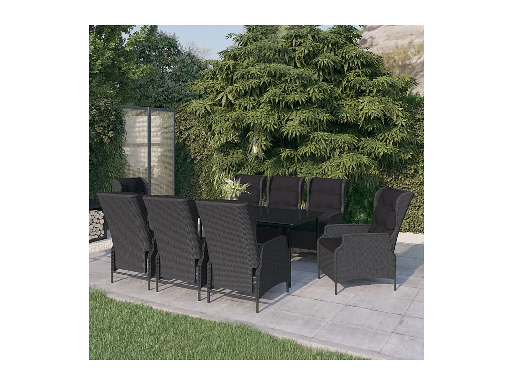 Ensemble à manger de jardin 9 pcs Gris foncé