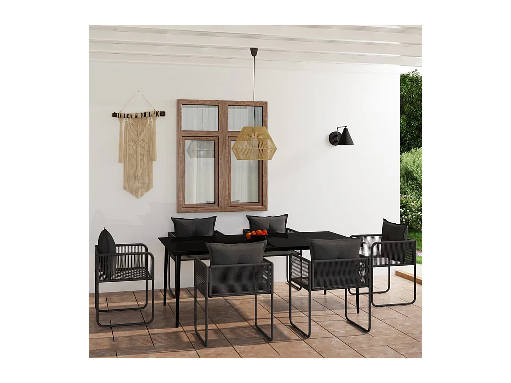 Ensemble à manger de jardin 7 pcs Noir