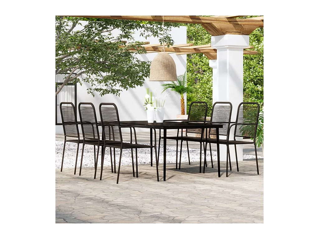 Ensemble à manger de jardin 7 pcs Noir