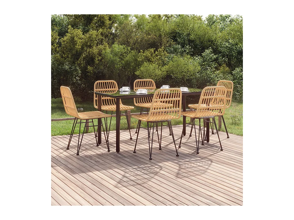Ensemble à manger de jardin 7 pcs Résine tressée