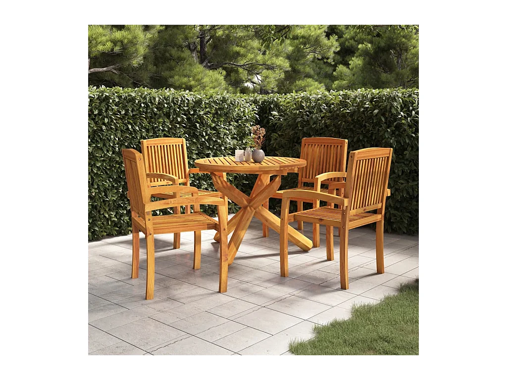 Ensemble à manger de jardin 5 pcs Bois de teck massif