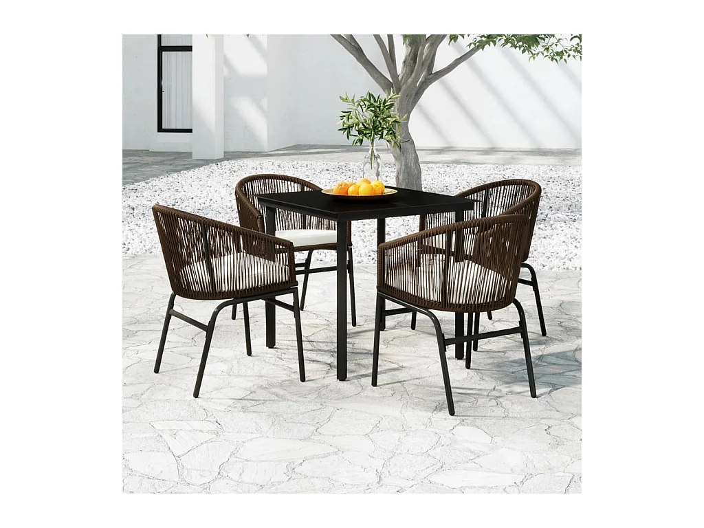 Ensemble à manger de jardin 5 pcs Marron