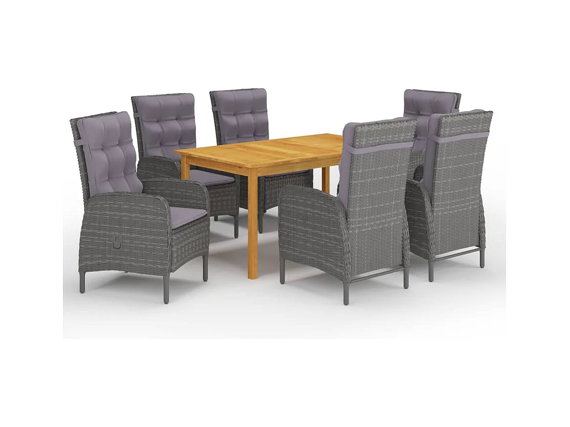 Ensemble à manger de jardin 7 pcs Gris