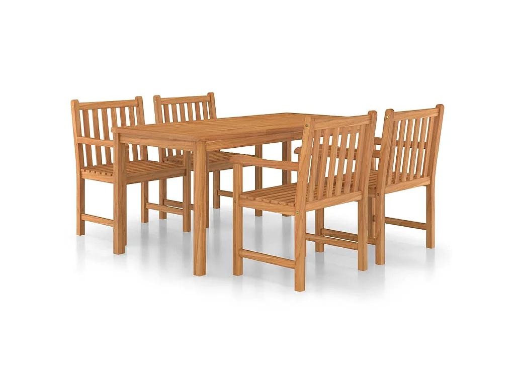 Ensemble de salle à manger de jardin 5 pièces 160 x 80 cm en bois de teck massif