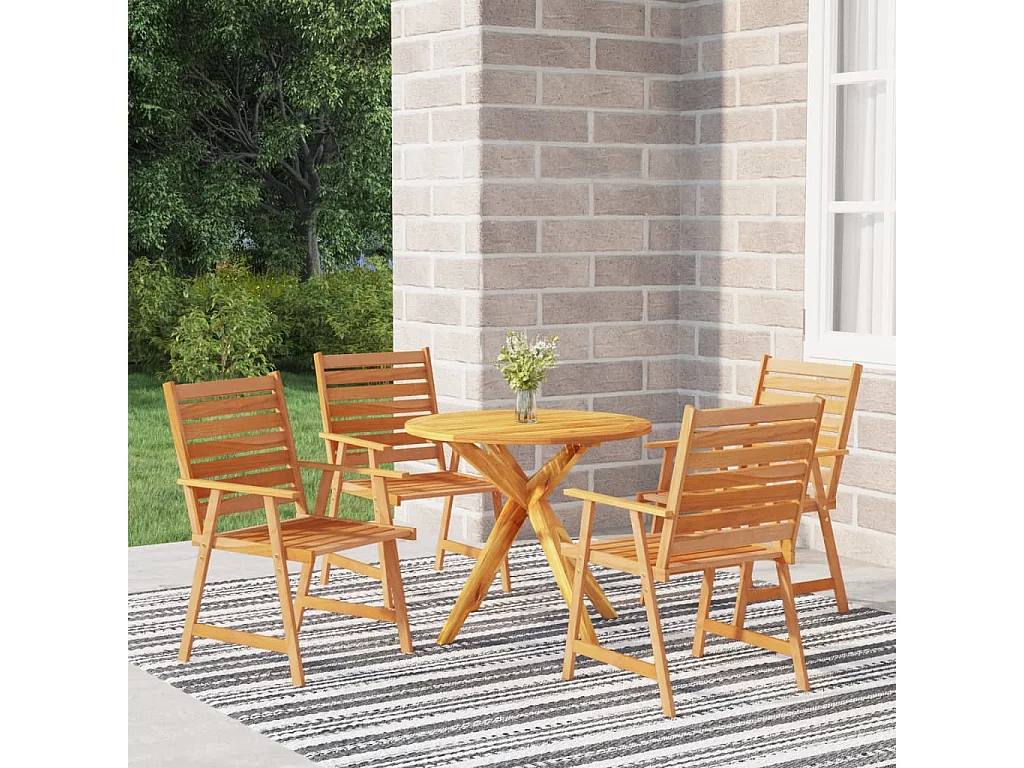 5 pcs conjunto de jantar para jardim madeira de acácia maciça