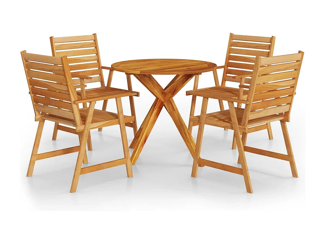 5 pcs conjunto de jantar para jardim madeira de acácia maciça