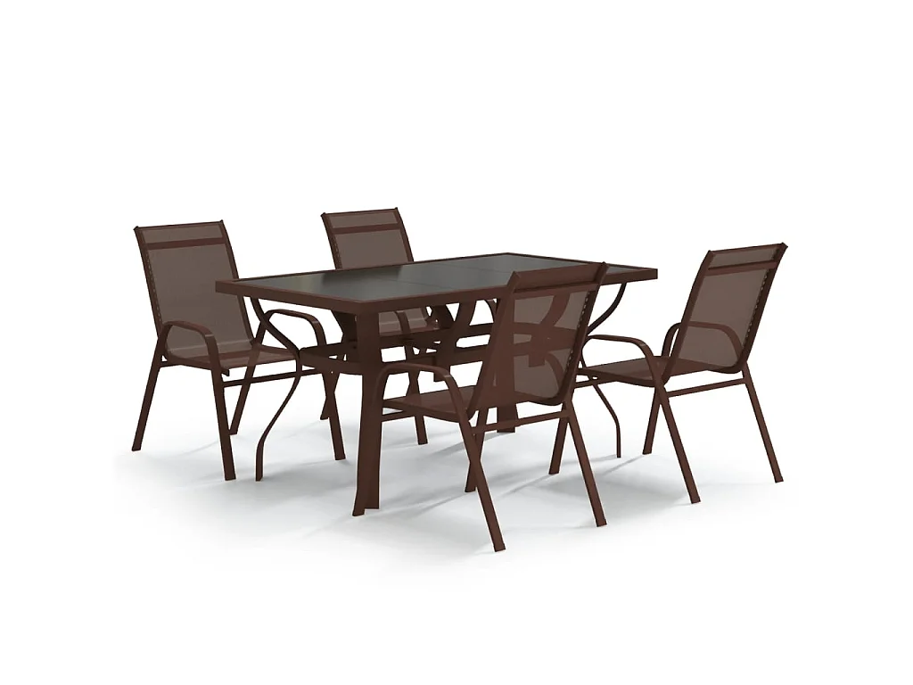 Ensemble à manger de jardin 5 pcs Marron et noir