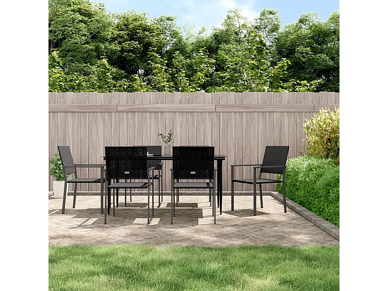 Set da Pranzo da Giardino 7 pz in Polyrattan e Acciaio
