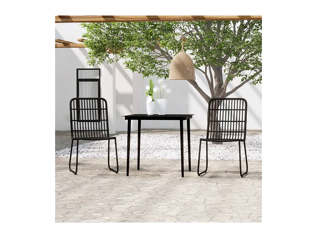Ensemble à manger de jardin 3 pcs Noir