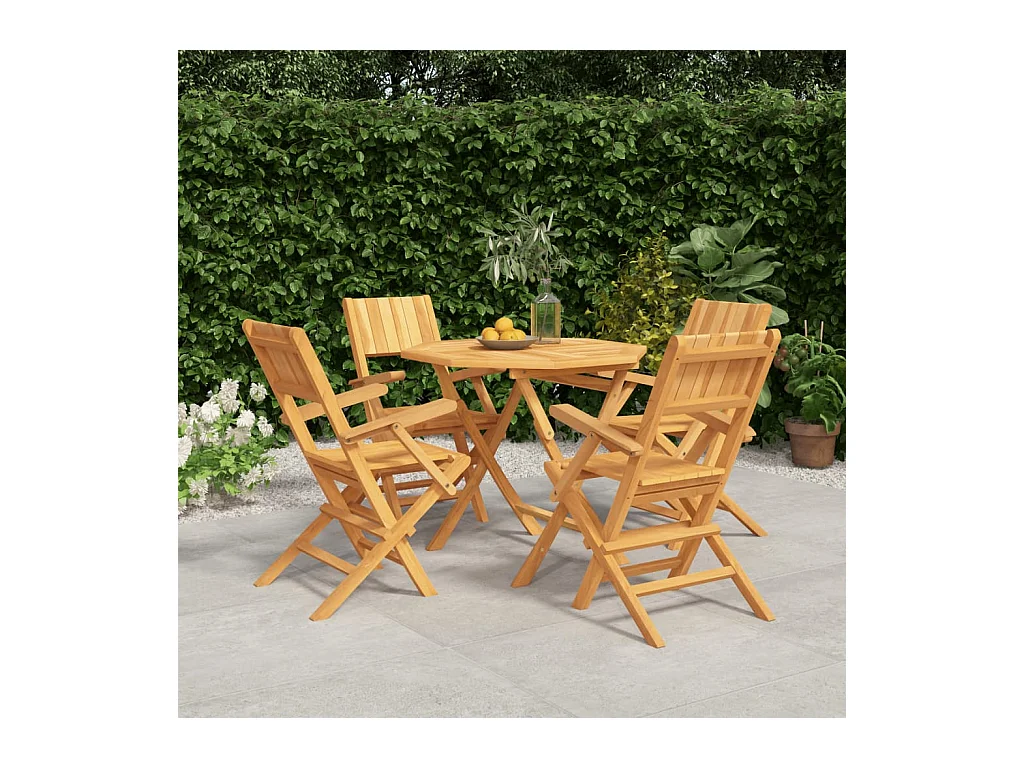 Ensemble à manger de jardin 5 pcs Bois de teck massif