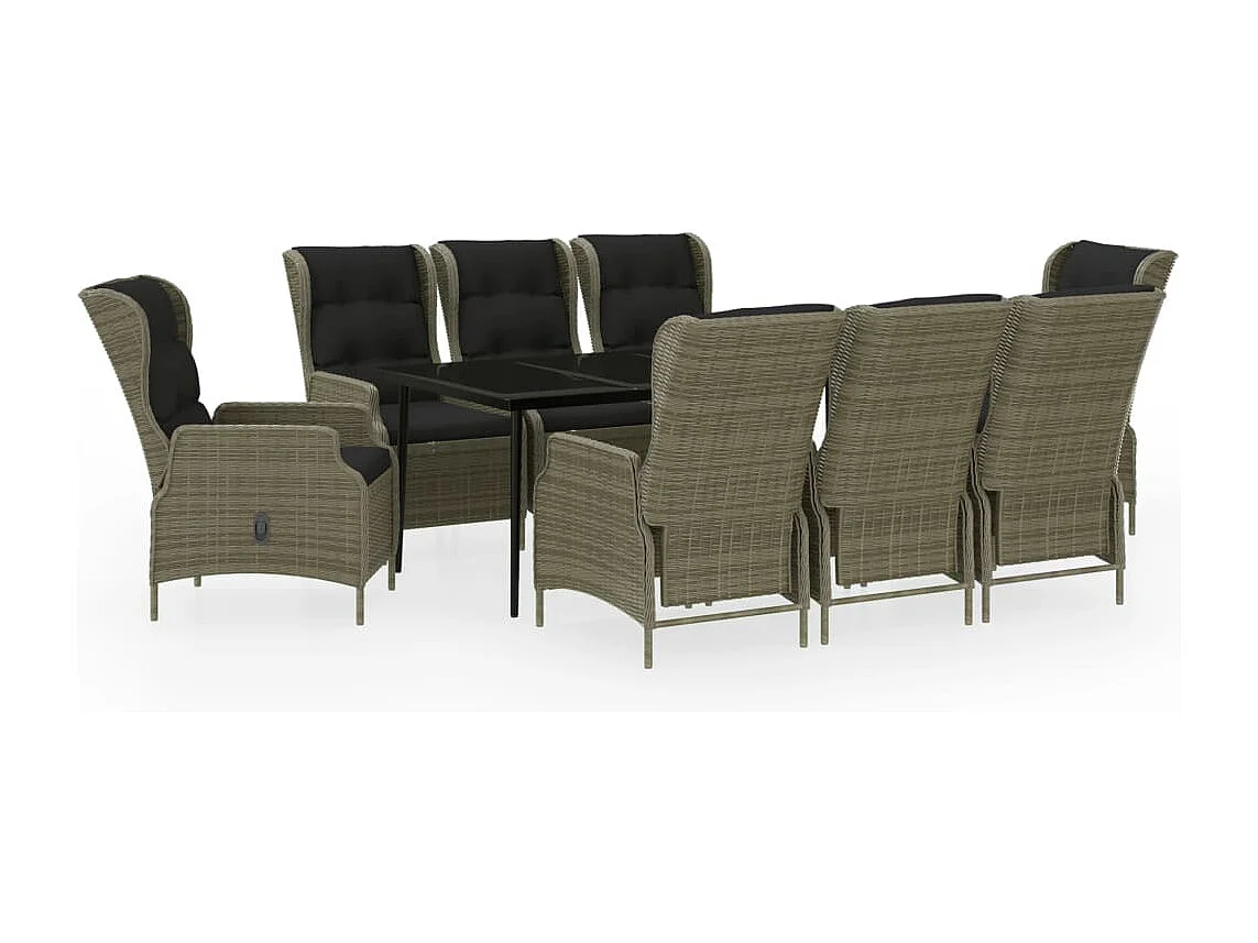 Ensemble à manger de jardin 9 pcs Marron