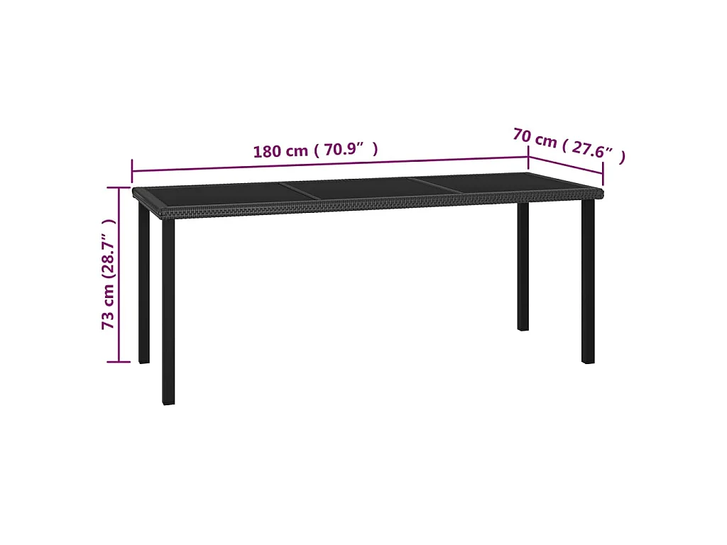 7-tlg. Garten-Essgruppe Poly Rattan Schwarz