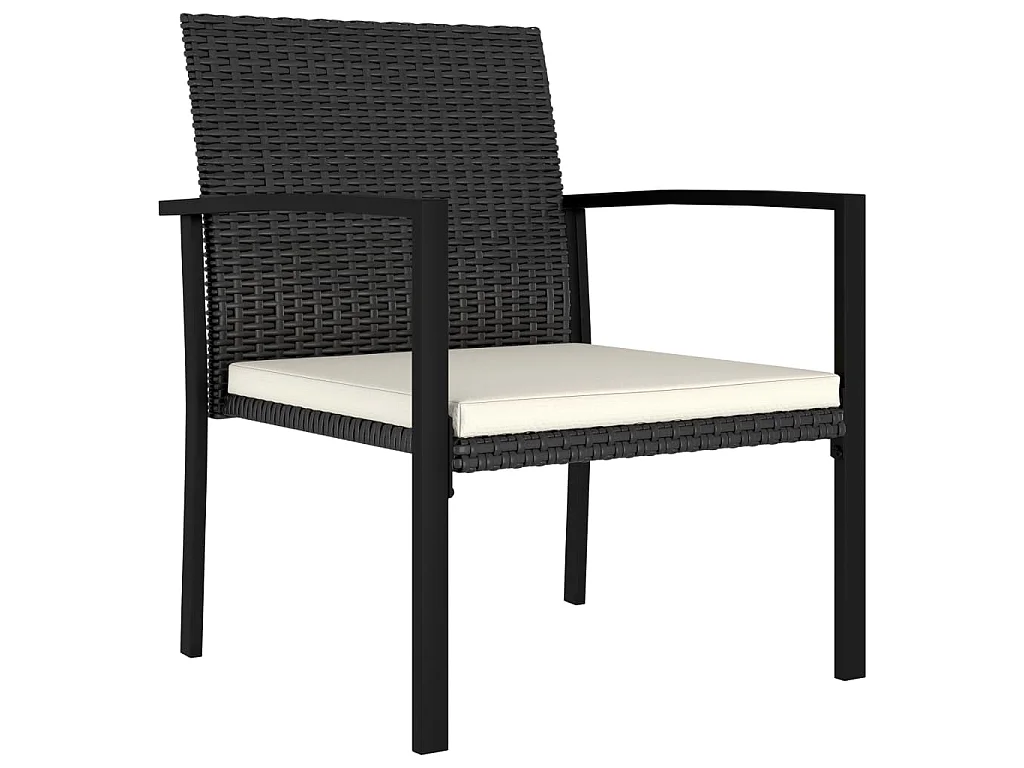 7-tlg. Garten-Essgruppe Poly Rattan Schwarz