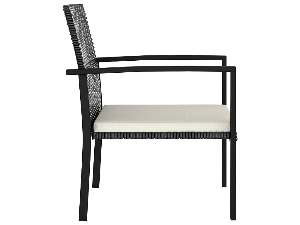 7-tlg. Garten-Essgruppe Poly Rattan Schwarz