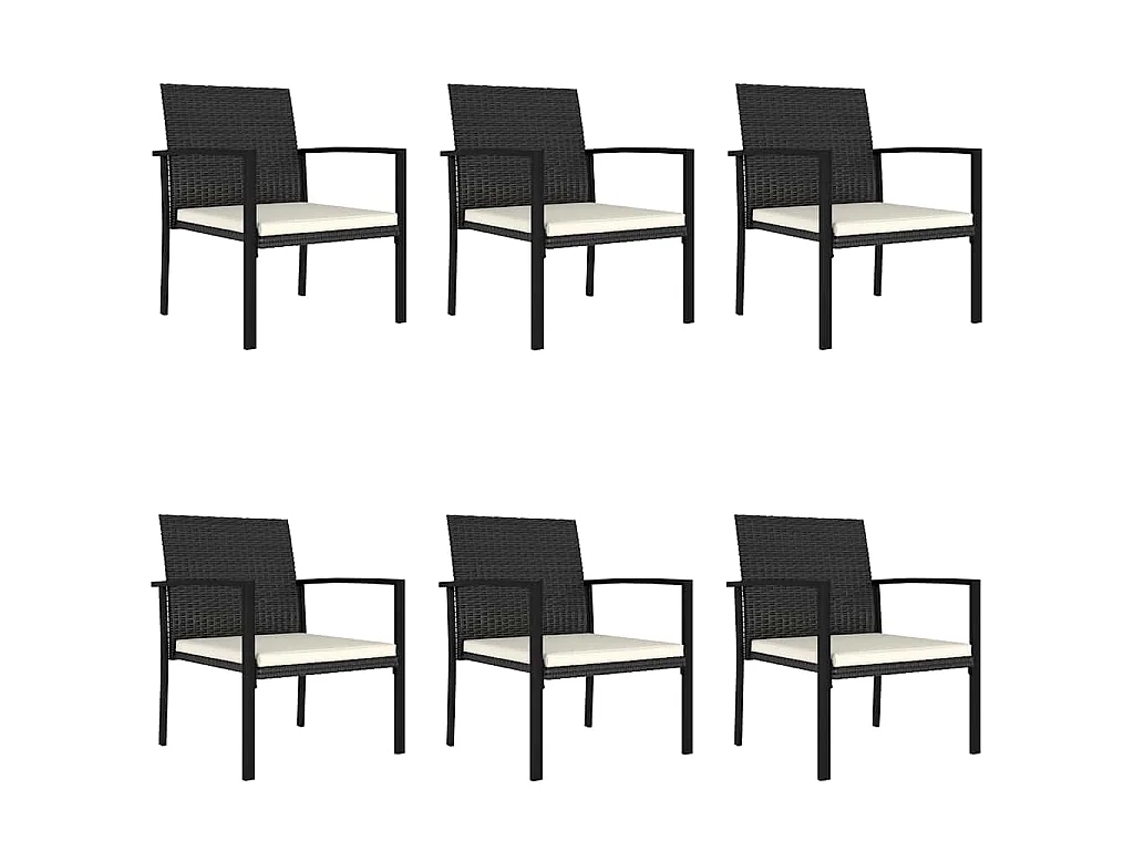 Ensemble à manger de jardin 7 pcs Résine tressée Noir