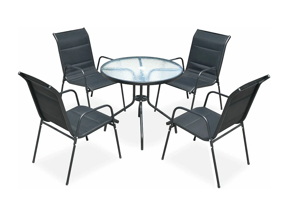 Mobilier de salle à manger d'extérieur 5 pcs Acier Noir