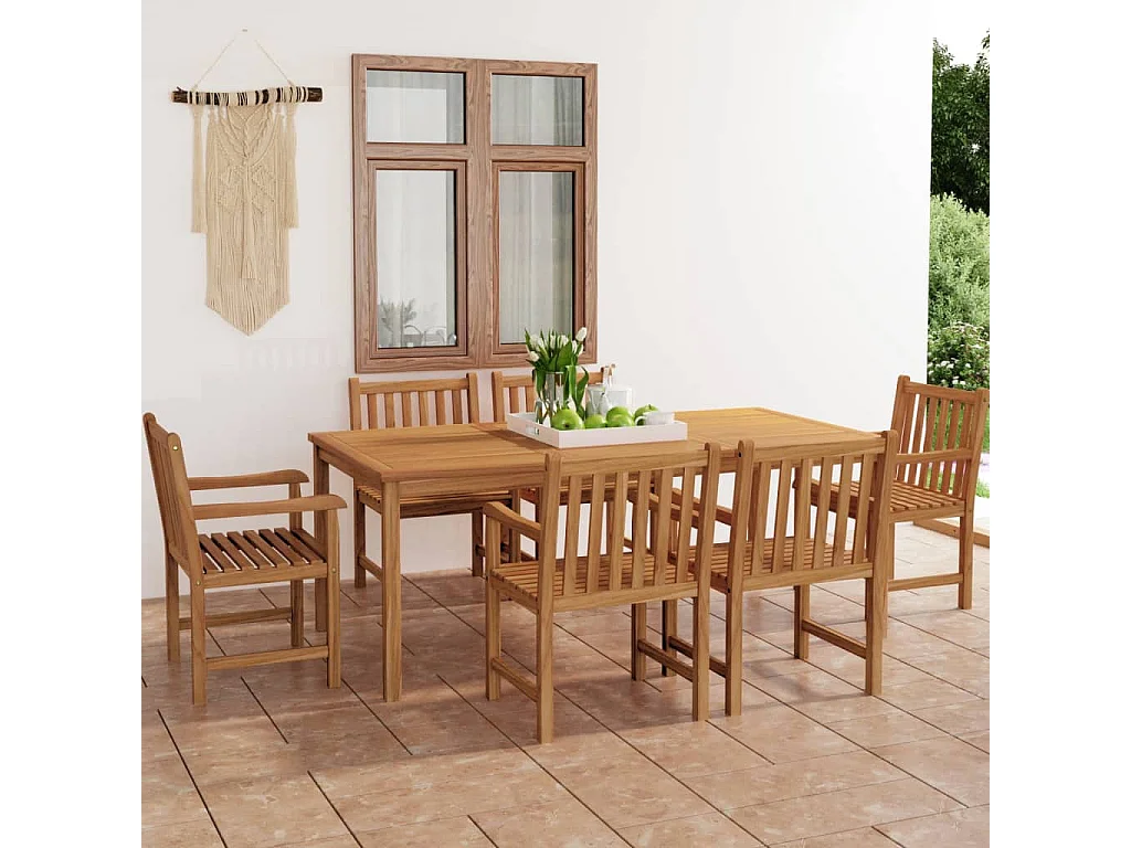 7-tlg. Garten-Essgruppe Massivholz Teak