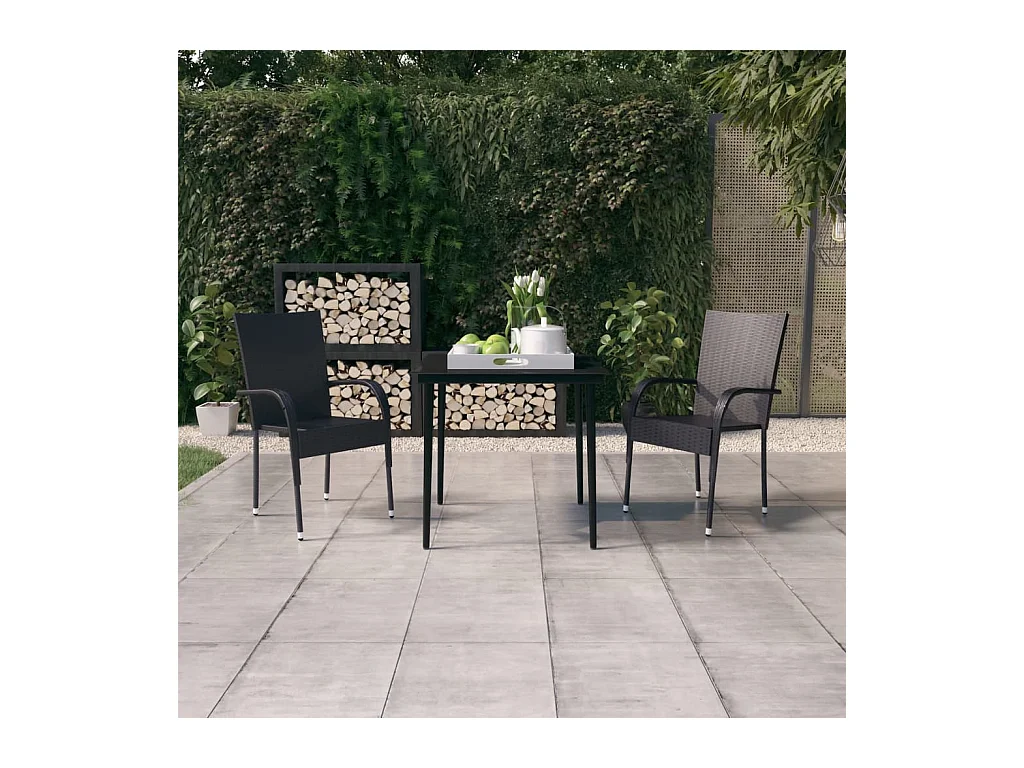 Ensemble à manger de jardin 3 pcs Noir