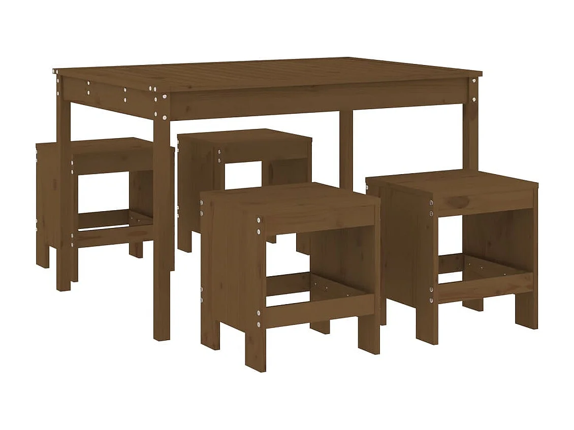 Ensemble à manger de jardin 5pcs marron miel bois pin massif