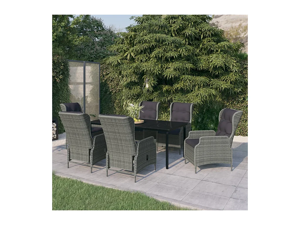 Ensemble à manger de jardin 7 pcs Gris clair