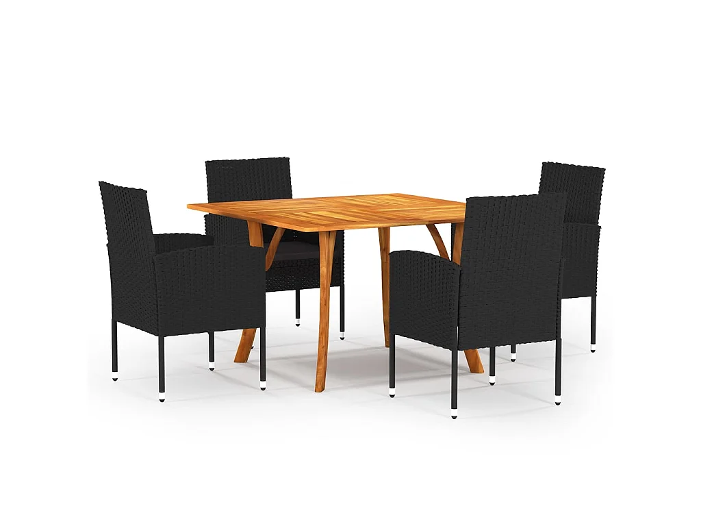 Set Mobili da Pranzo per Giardino 5 pz Nero