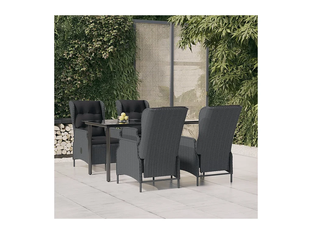 Ensemble à manger de jardin 5 pcs Gris foncé Résine tressée
