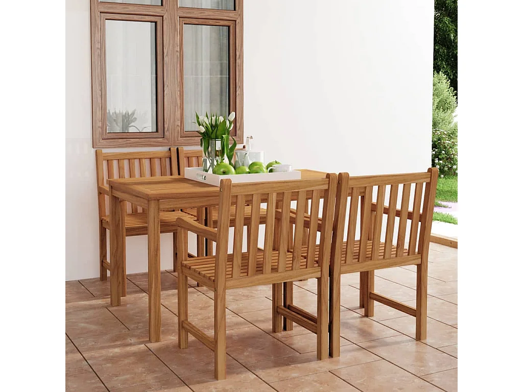 Ensemble à manger de jardin 5 pcs Bois de teck massif