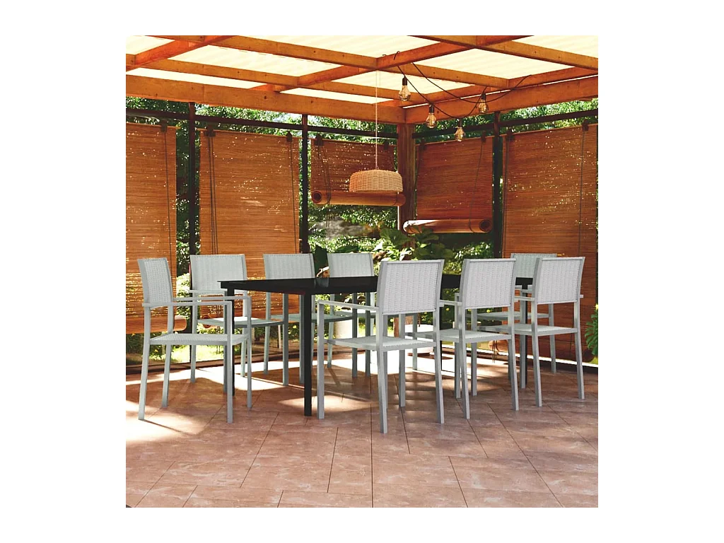 Ensemble à manger de jardin 9 pcs Blanc