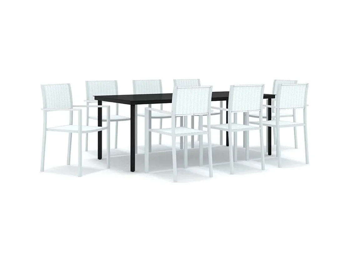 Ensemble à manger de jardin 9 pcs Blanc