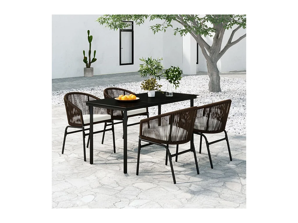 Ensemble à manger de jardin 5 pcs Marron